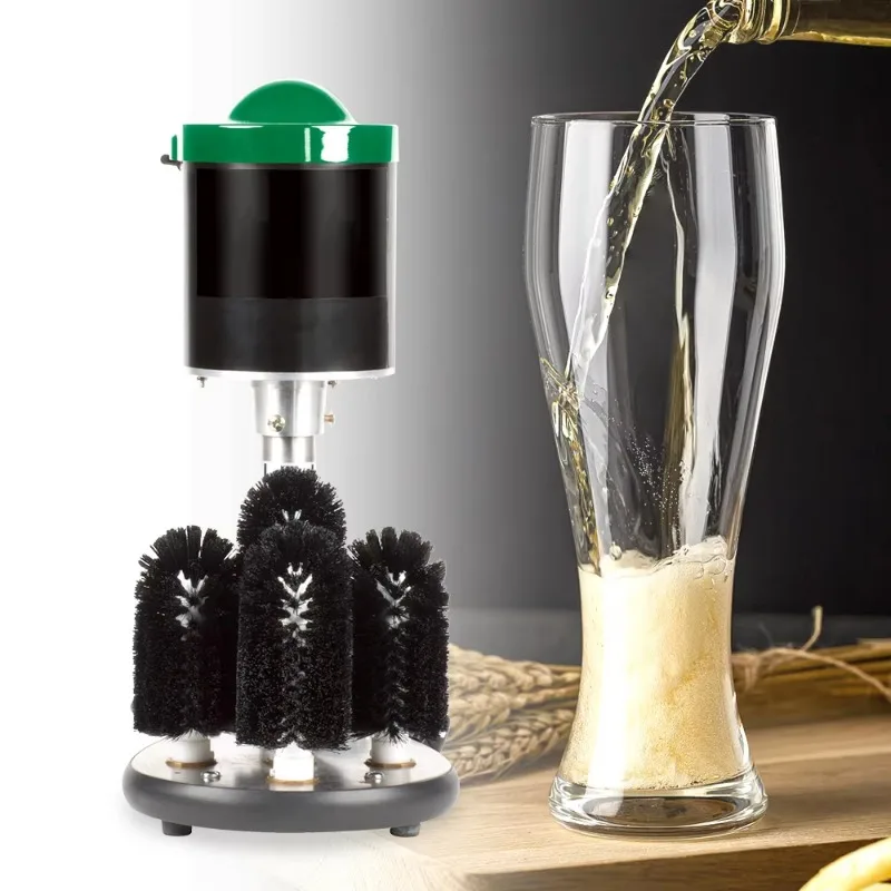 

Электрическая коммерческая мойка стекла, 5 щеток, очиститель стекла для шампанского, пивные чашки, кружки, идеально подходит для баров и кафе