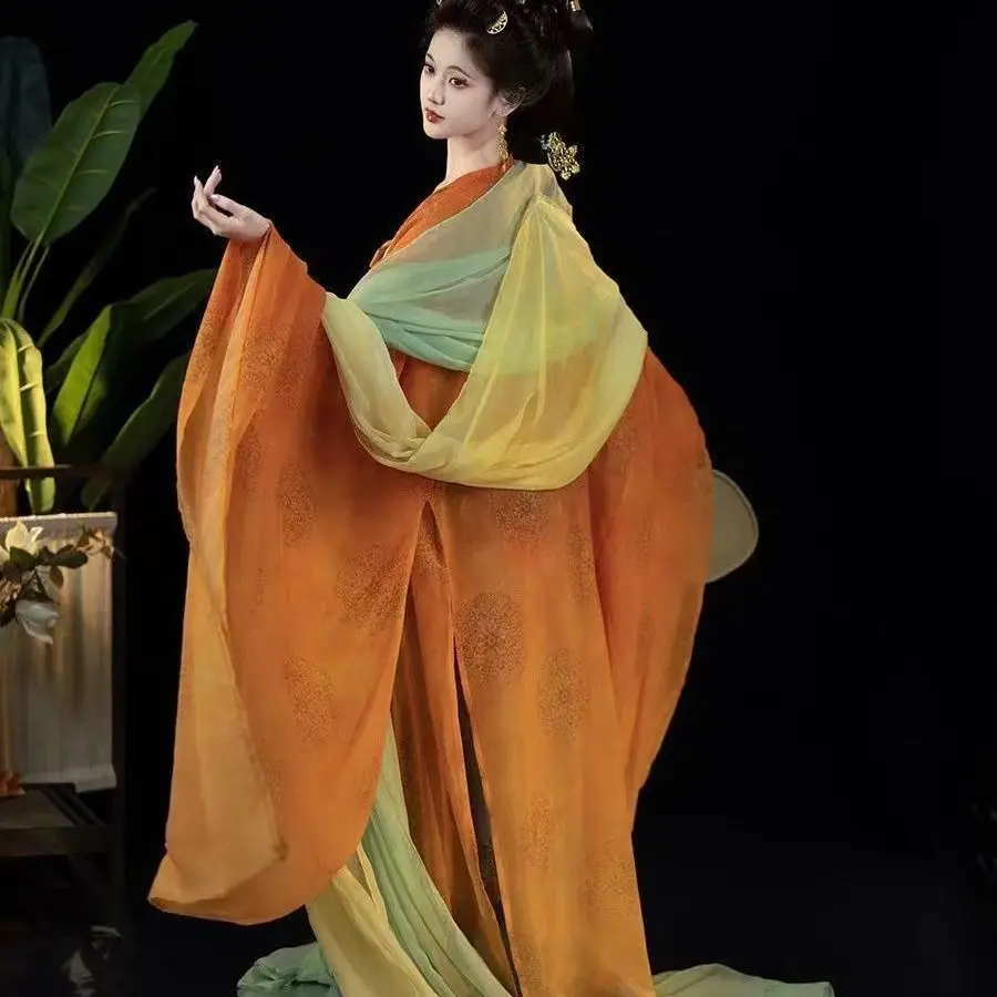 New Tang Dynasty Hanfu Set - Slimming Embroidered Qixiong Ruqun & Flowing Wide Sleeves Women's Cosplay