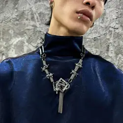 Hardcore Mechanical Heavy Industry Punk Style Necklace, Versatile and Fashionable Denim Accessories for Men and Women