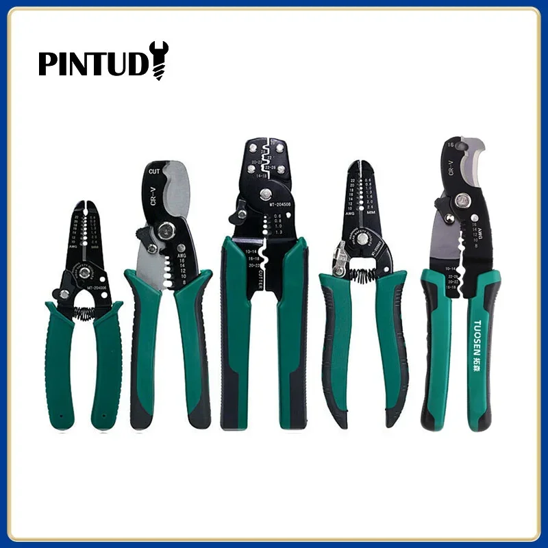 Wire Crimper/Stripper Multifunction Cable Cutter Crimper Plier Electrician Crimping Tool Hand Tools Pliers Green 6/7/8 inch