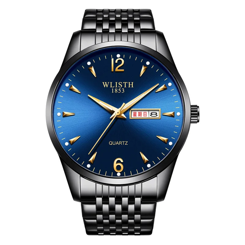 

WLISTH Wholesale New Men's Quartz Watch - Dual Band Luminous Dual Calendar Waterproof Customizable Fashion Wristwatch