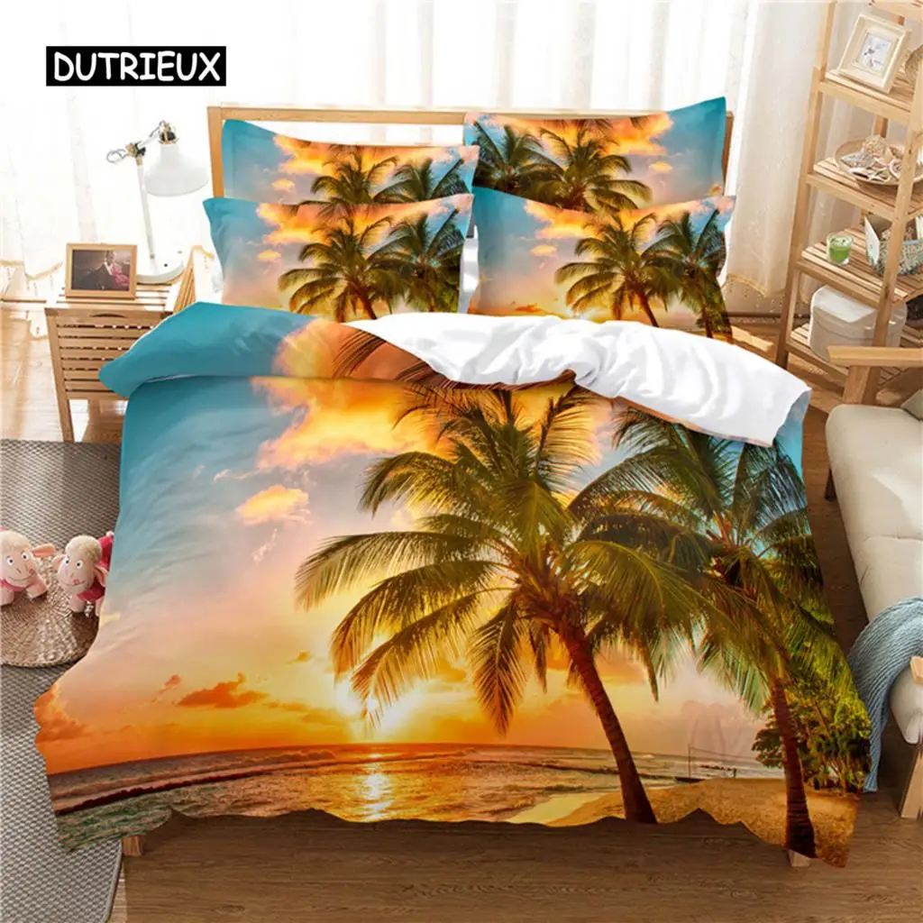 

Coconut Tree Beach Bedding Set Duvet Cover Set 3d Bedding Digital Printing Bed Linen Queen Size Bedding Sets Fashion Design