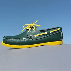 Handmade Loafers Shoes for Men Genuine Leather Moccasins Driving Shoes Retro Fashion Boat Shoes Men Flat Shoe
