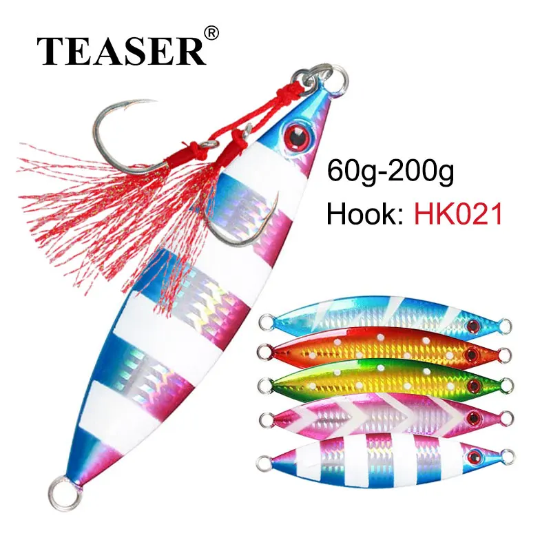 

TEASER 60g 100g 150g 200g Spoon Slow Cast Sinking Jigging Trolling Lures Artificial Shore Metal Sequins Bait With Carbon Hook