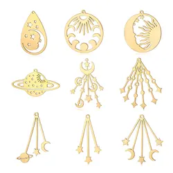 10pcs/lot Stainless Steel Crescent DIY Jewelry Charms Wholesale Star Planet Necklace Making Pendant Never Fade Top Quality