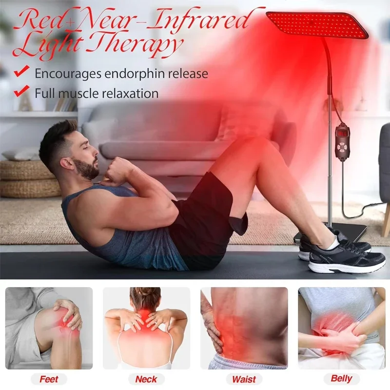 近赤外線ライトパネル 660nm 850nm 赤色光ランプ タイマー付き 顔と体用 家庭用鎮痛装置 調節可能なスタンド付き