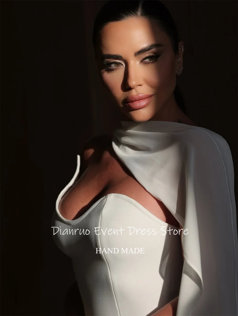 Dianruo современное белое вечернее платье шифоновое свадебное платье с асимметричным вырезом Illusion Vestidos De Fiesta Elegantes по индивидуальному заказу