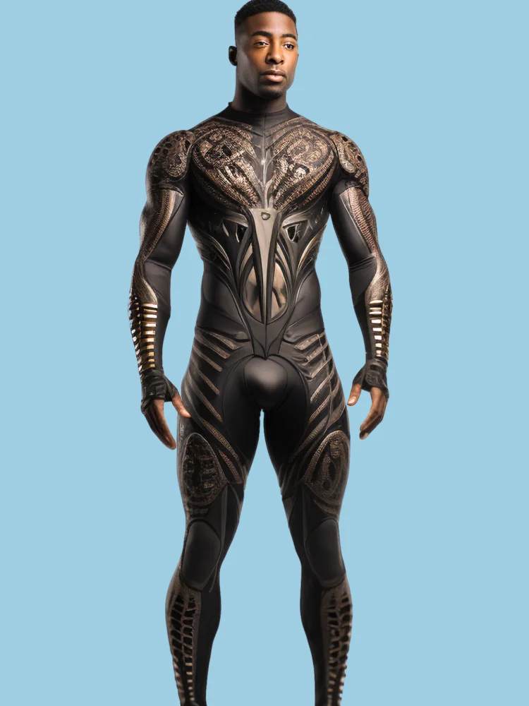 Mechanischer Cyberpunk-Bodysuit für Herren mit Reißverschluss, Zentai 3D-Bodysuit, Halloween-Party-Cosplay-Kostüm, Stretch-Jumpsuit 2026 – Detail 3