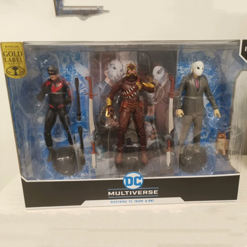 Mcfarlane Dc 7in 3pk - Talon & Nightwing & Owl (Batman: Court Of Owls) Multiverse (Gold Label) Figurine Decor Doll Gift Toys