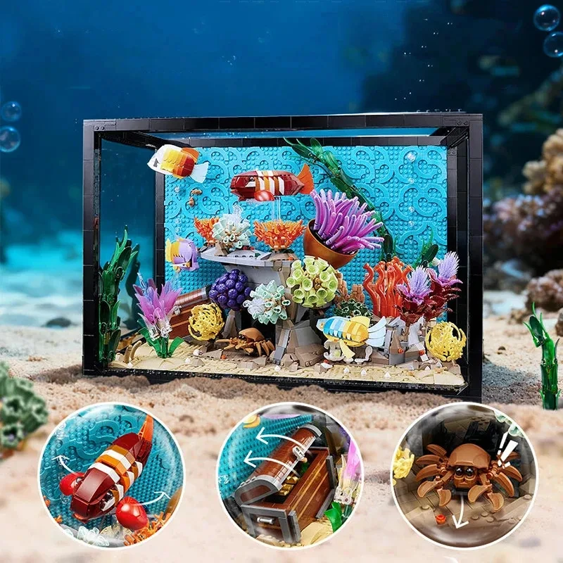 4154PCS tropisch aquarium aquarium model zeedier kindermontage bouwsteen model speelgoed cadeau