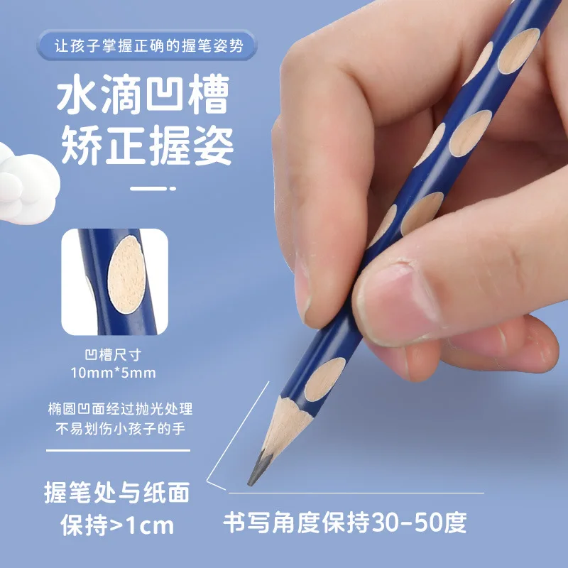 30pcs Special Pencil for Primary School Students Non-toxic Triangle Rod Bold Correction Grip Hb Hole  Pencil for Kids Pencil Set