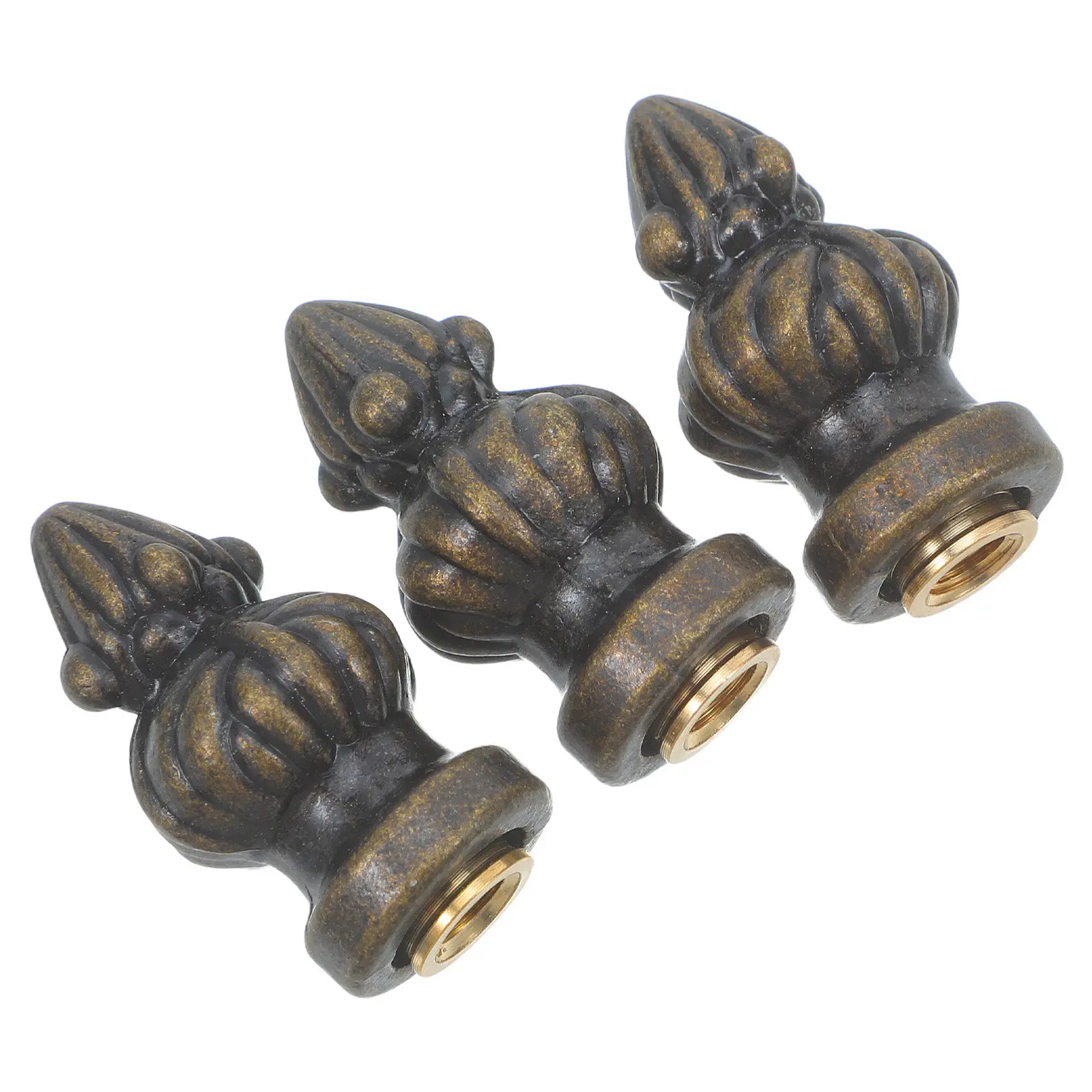 3 Pcs Pineapple Head Table Lamp Vintage Decor Finial for Lampshade Brass Shades
