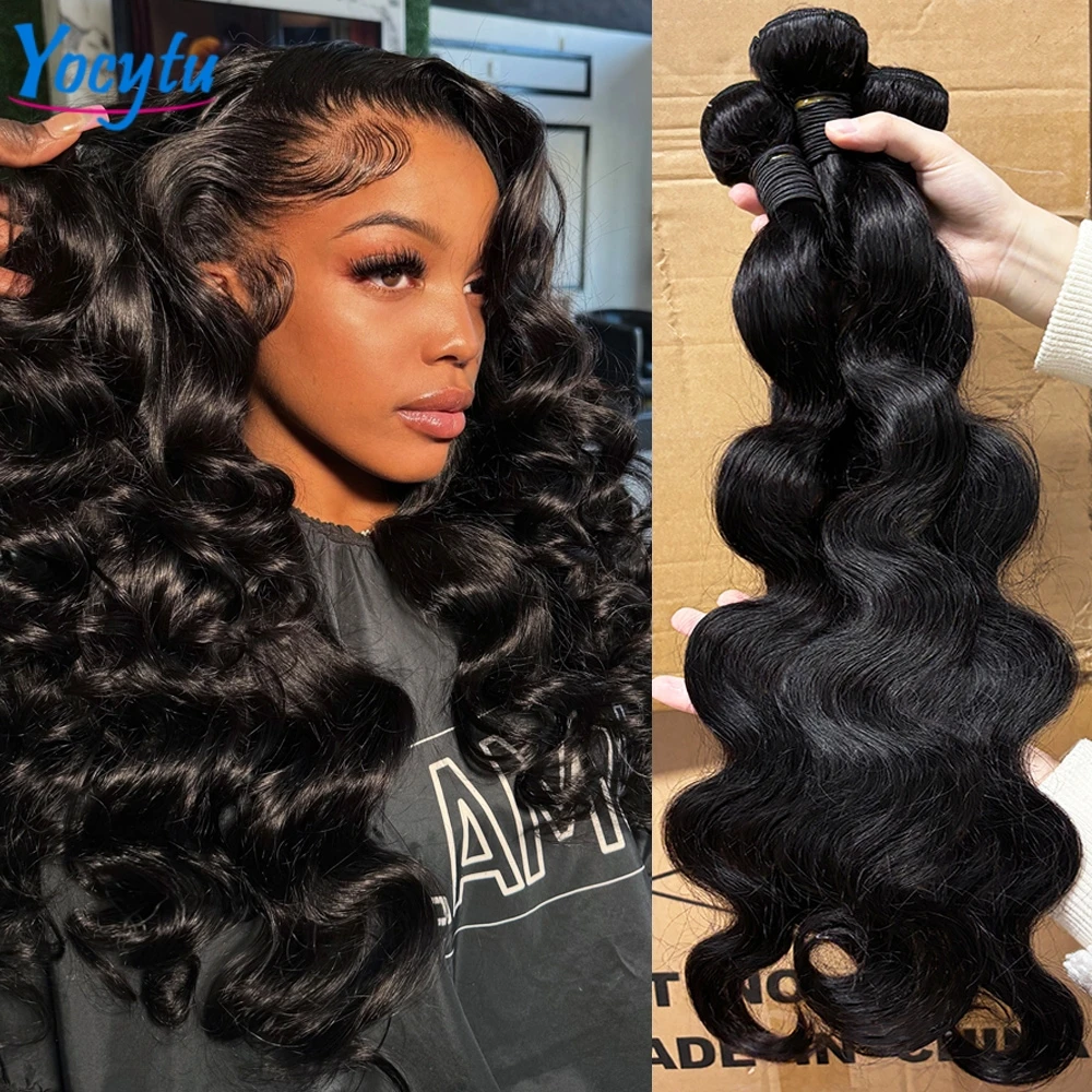 YOCYTU 20 22 24 Fasci di onda del corpo Capelli umani Peruviani Fasci di capelli umani al 100% Consegna in 3 giorni 12A Estremità spesse Fasci di capelli grezzi