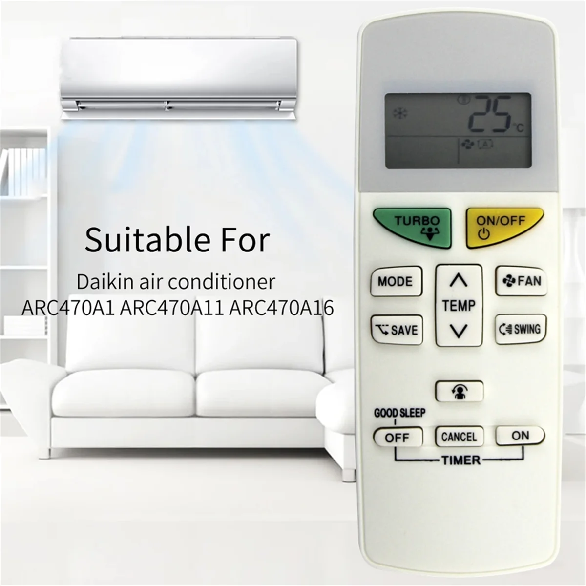 A57G-Air Conditioner Remote Control ARC470A16 Replacement for DAIKIN ARC470A11 ARC470A13 ARC469A5 ARC455A1 KTDJ002