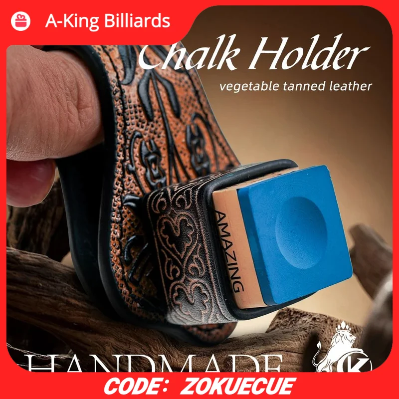 

KONLLEN Billiard Chalk Holder with Square Leather Engraved Magnetic Support for Pool Cue Snooker Silent Billiard Accessories