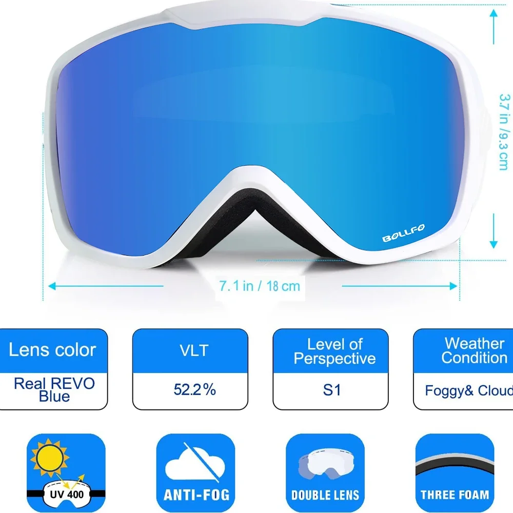 Ski Goggles Snowmobile Ski Mask for Men Women Anti-Fog Double Lens Winter Snowmobile Glasses Skiing UV400 Snowboard Accessories