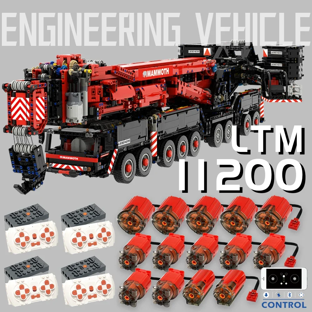 NEW RC Liebherr LTM11200 Mobile Crane Building Blocks Model MOC High-Tech Remote Control Toys Bricks Kit Boys Christmas Gifts