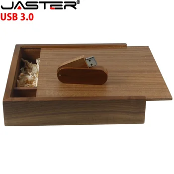 JASTER Caja de regalo de madera Unidad flash USB 3,0 128 GB Logotipo personalizado gratuito Memory Stick 64 GB Pen Drive de alta velocidad 32 GB Pendrive creativo