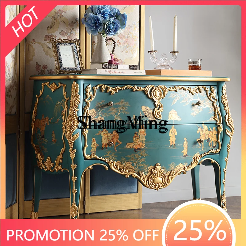 

FG good-looking home simple modern retro painted chest cabinet gilt storage living room storage large storage cabinet