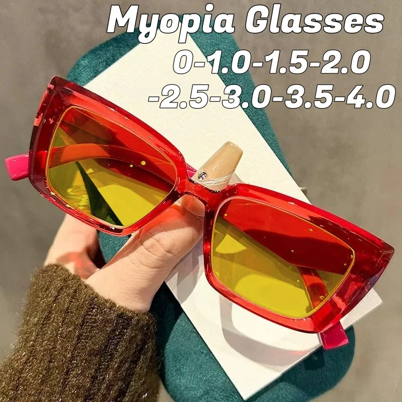 

Однотонные очки для ночного видения в квадратной оправе для женщин, персонализированные, с большой оправой, антибликовые, для коррекции близорукости -4.0