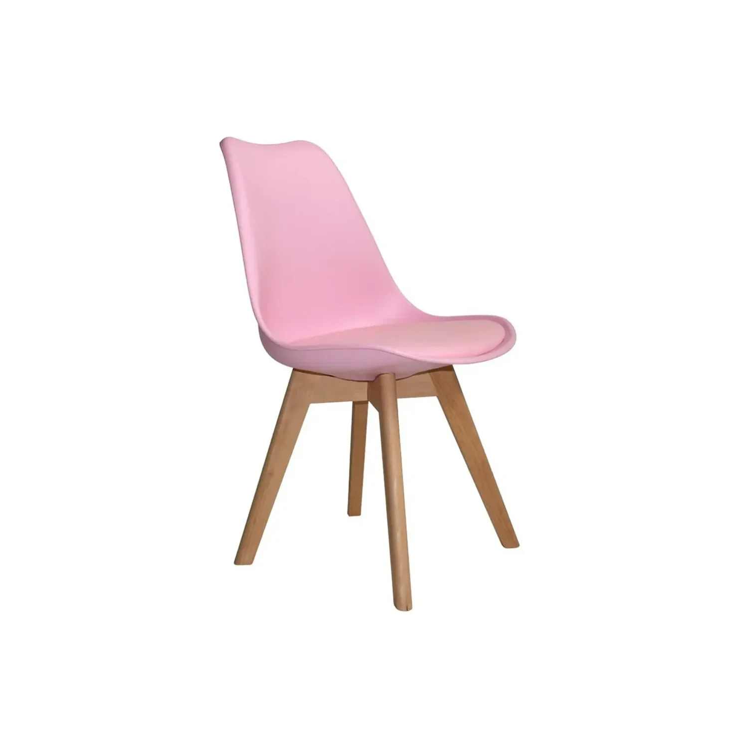 Lúzete - Silla Tower Karlskrona Rosa  Asiento De Polipropileno, Patas De Madera Maciza Y Tapizado De Polipiel.