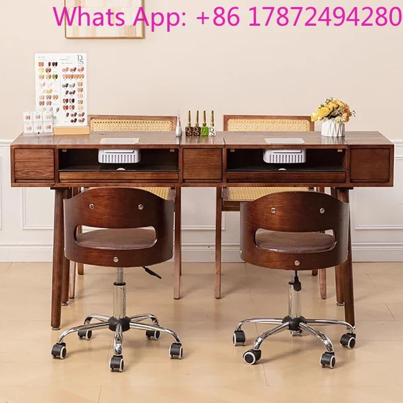 Unique Classic French Nail Desk Rustic Retro Table Onglerie Saloon Furniture Vintage Mid Century Nail Table With Dust Collector