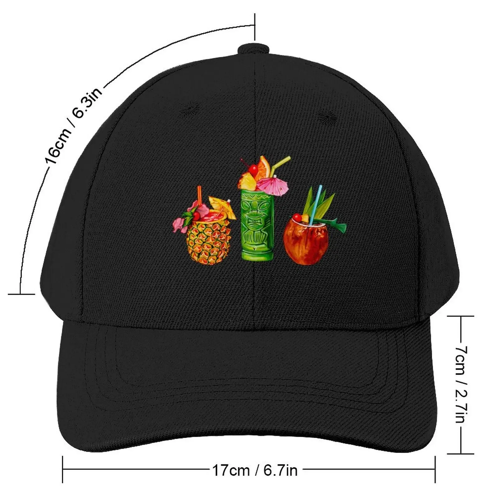 Tiki Cocktail Pattern - Yellow Baseball Cap Mountaineering sun hat Women's Hats For The Sun Men's