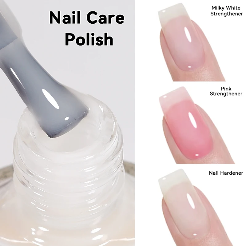 LILYCUTE 7ml Clear Nail Base Top Polish Nail Care Polish Milky White Pink Strengthener Hardener Long Lasting Nail Art Varnish