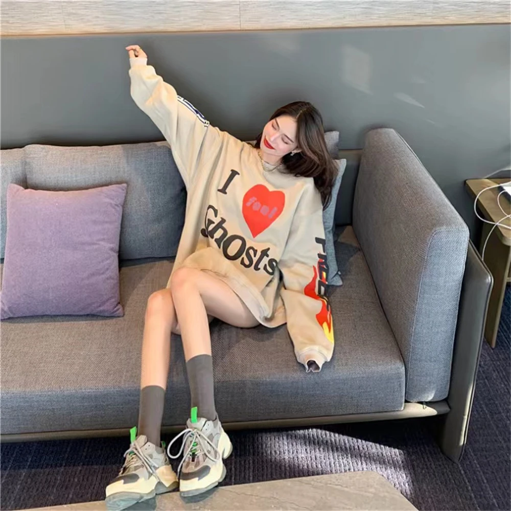 Cpfm Kanye West Kids See Ghosts Love Flame Foam High Street Loose Casual Hoodie Oversized Hip-hop Street Fleece Sweater