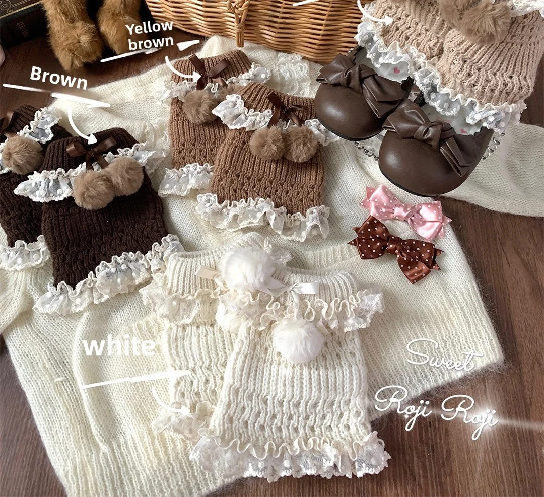New Original Japanese Sweet Lolita Lace Fluffy Ball Socks Women Autumn Leg Warmers JK Cute Leggings Y2K Girl Lovely Pile Socks