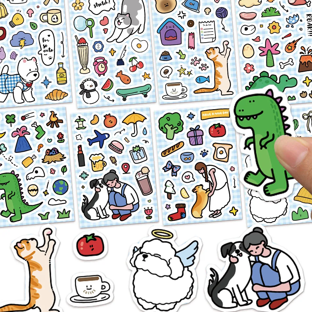 8 قطع لطيف الحيوانات الأليفة متعة السوق الكرتون متعة الحيوان ملصقات DIY حالة الهاتف المحمول كوب ماء لعبة دراجة نارية ملصقات