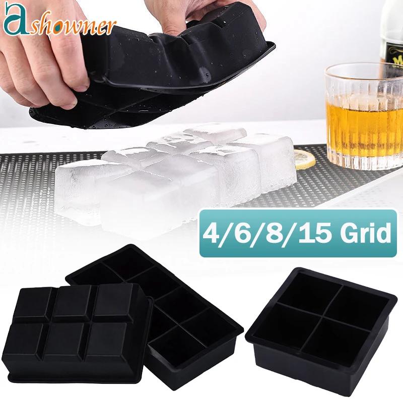 Big Ice Tray Mold Ice Cube Maker Giant Jumbo Large Food Grade Silicone Ice Cube Mould Square Shape Ice Trays Molds For Kitchen