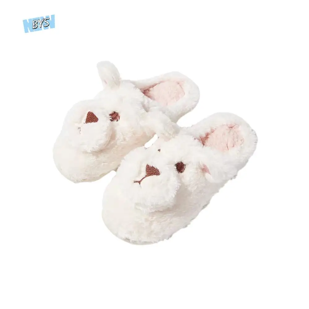 

Fashion Winter Plush Dog Slippers Soft Anti-slip Cartoon Furry Slippers Thicken Warm Cute Home Cotton Shoes Women