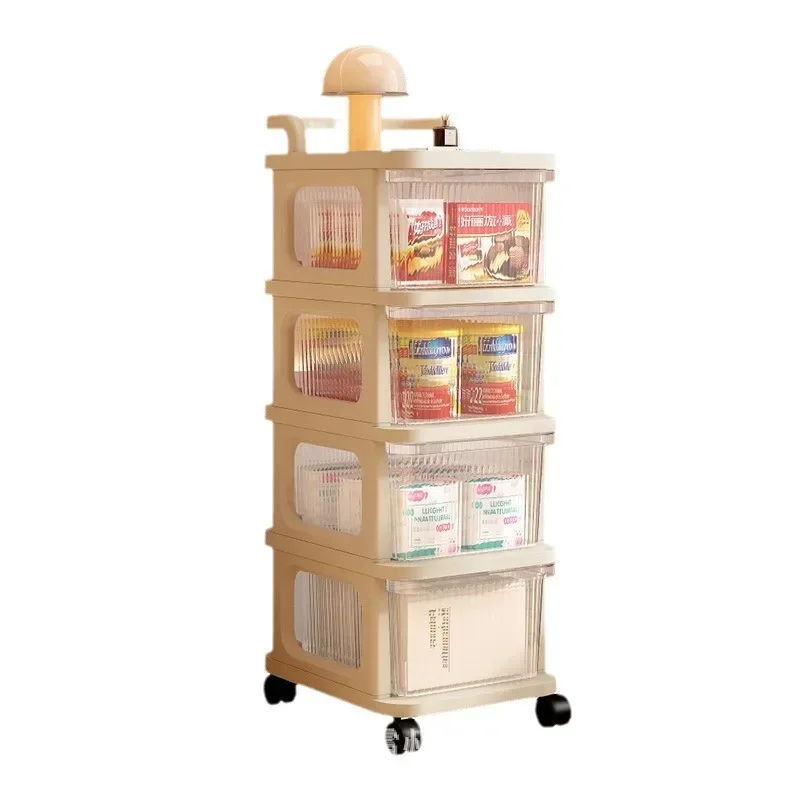 Plastic Lockers Snacks Cosmetics  Storage Rack Movable Drawer-type Trolleys Storage Shelf with Wheels Large Capacity