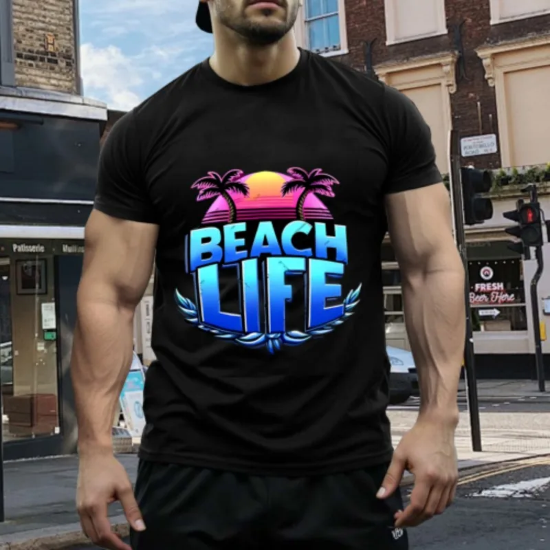 

Men's Pattern T-shirt Cotton Short Sleeve Breathable Summer Casual Top, Large Size Moisture Wicking T Shirt Men Clothing