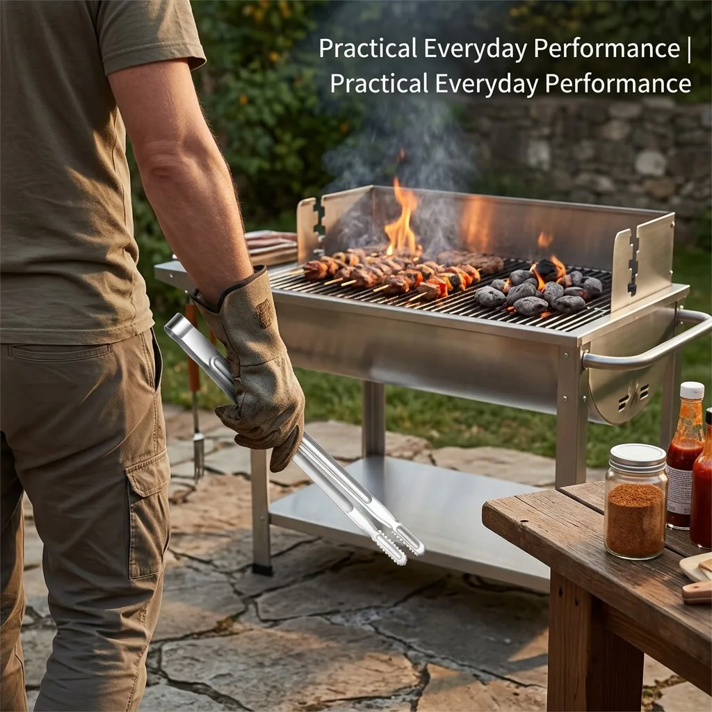 Extra Long Grilling Tongs Food Clip Charcoal Fire Barbecues BBQ Tongs Cooking Grill Tools Kitchen For Home Outdoor