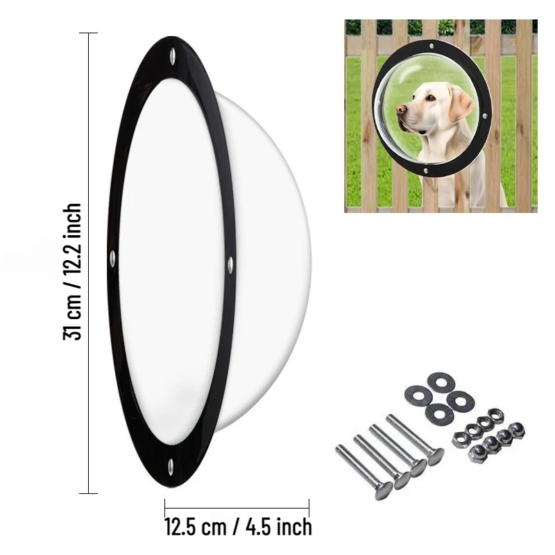 1/2pcs Clear Pet Bubble View Dome Door Peek Small Round Window for Dog Cat Horse Fence Window Outside Playground Garden