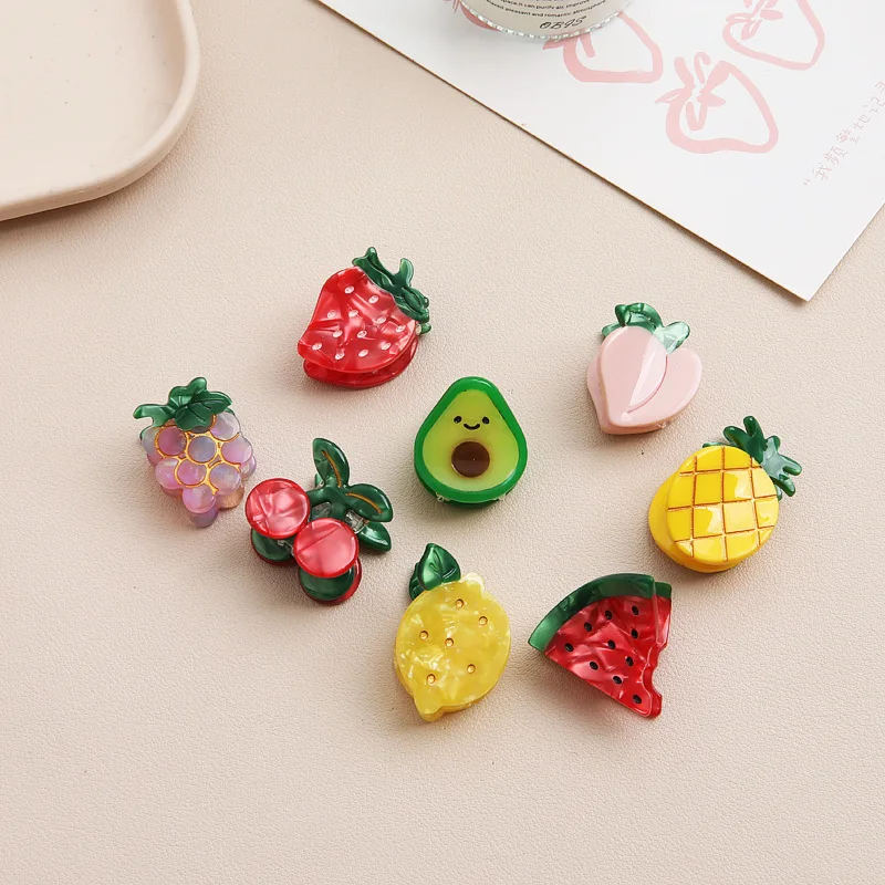 2 stuks leuke vrouwen haaraccessoires simulatie fruit aardbei kers kleine klauwen zoete halve paardenstaart houder mini meisjes hoofdtooi