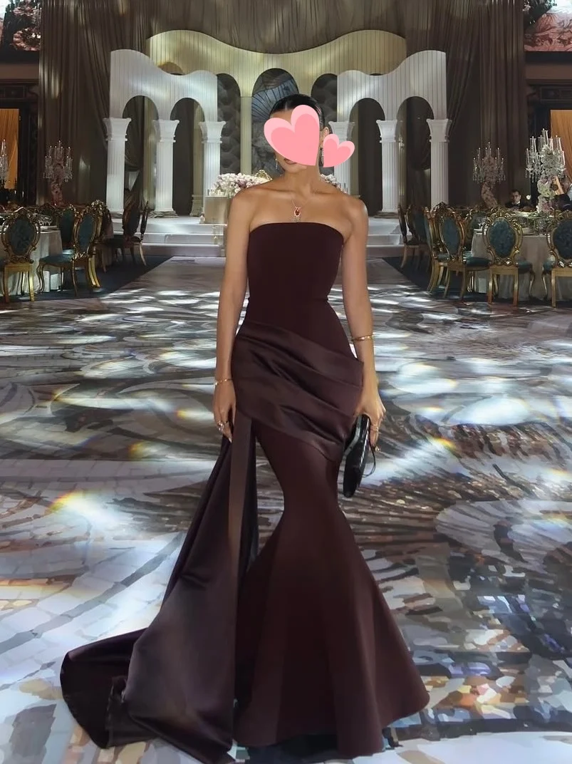 

Oisslec Prom Dress Elegant Vintage Sweet Red Mermaid Satin Simple New Customized Formal Occasion Prom Dress Evening Party Gowns