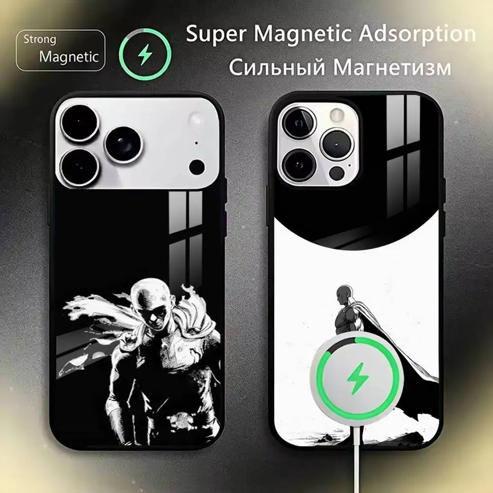 

One-Punch Man Phone Case Magnetic with Magsafe Wireless Charging For iPhone17,16,15,14,13,12,11 Plus,Pro