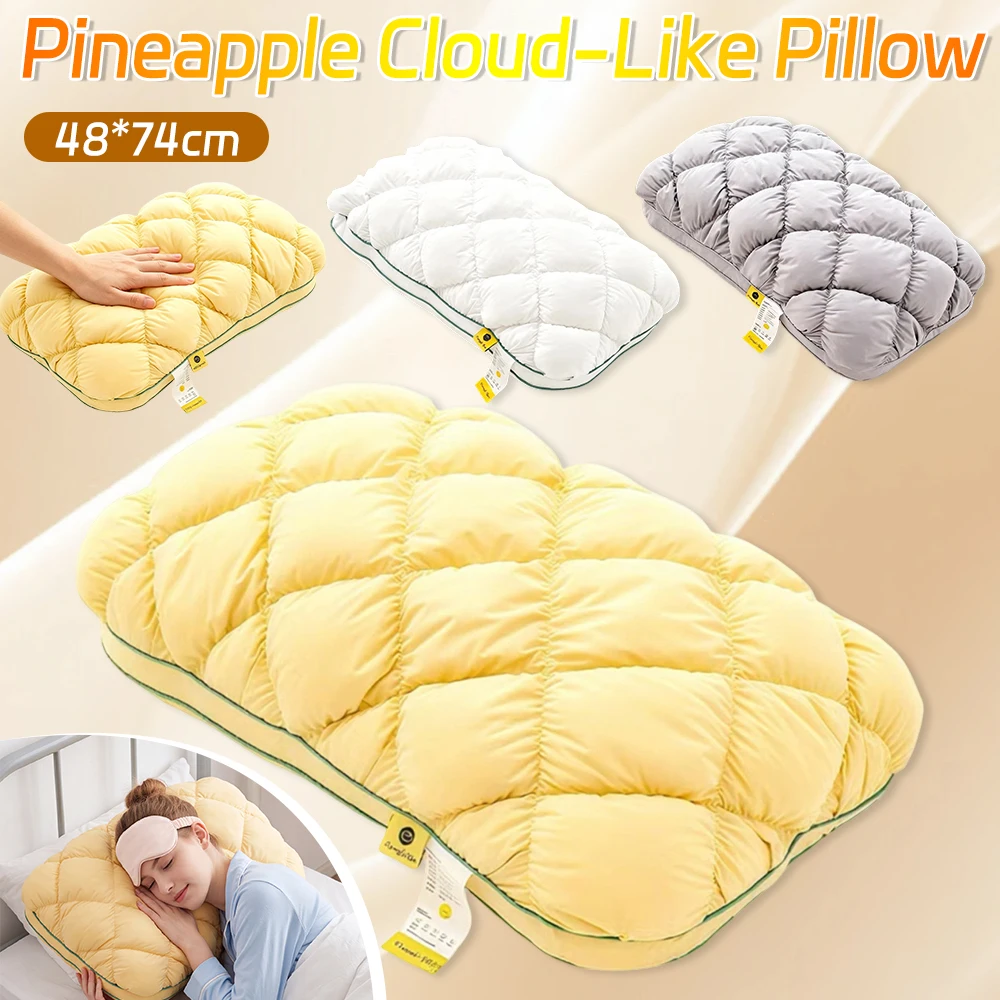 Pineapple Bun Shape Pillows 3X Fluffy Marshmallow-Soft Pillow Non-Sagging Sleep Aid Pillows for Adults Bedroom Dorm Bed