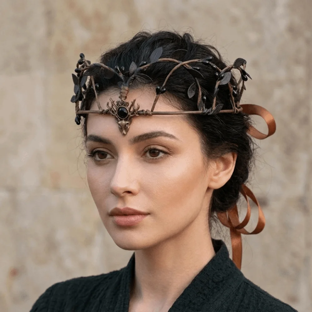 Photoshoot Flower Vine Elven Crown Diadem Fantasy Elf Tiara Simulate Tree Leaves Head Band Fairy Headpiece Hallowmas Cosplay