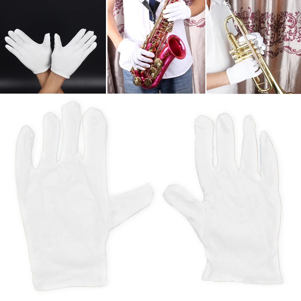 

1 Pair Pure Cotton White Gloves for Saxophone / Clarinet / Flute Performance