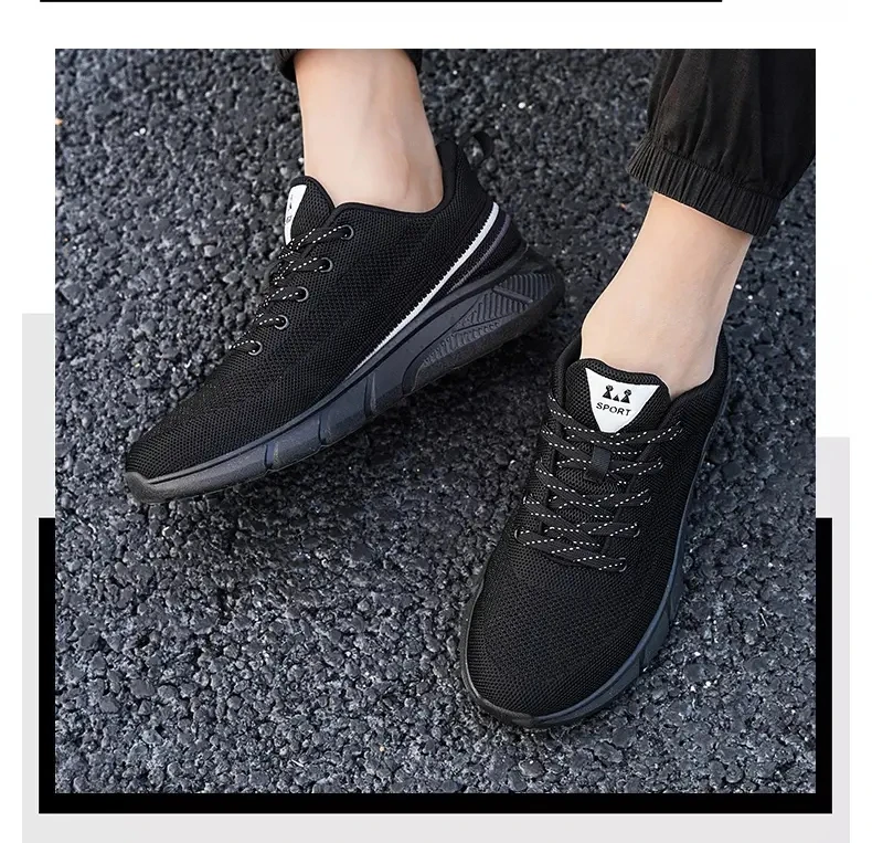 Męskie buty sportowe lekkie adidasy do biegania Walking Casual oddychające buty antypoślizgowe wygodne czarne duże rozmiary 35-47 Hombre