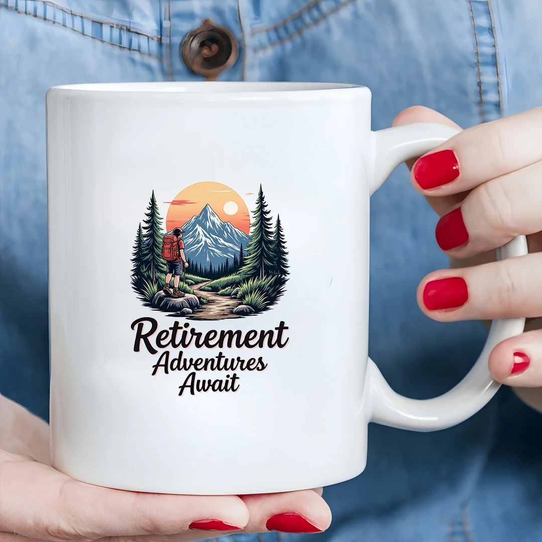 

11oz Mug + Retirement Adventure Travel Keepsake Cup + Heartwarming Gift Christmas Present Family Office Cup
