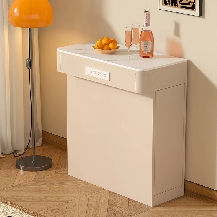 Solid wood slate island cabinet separate new small apartment kitchen home narrow island dining table cabinet