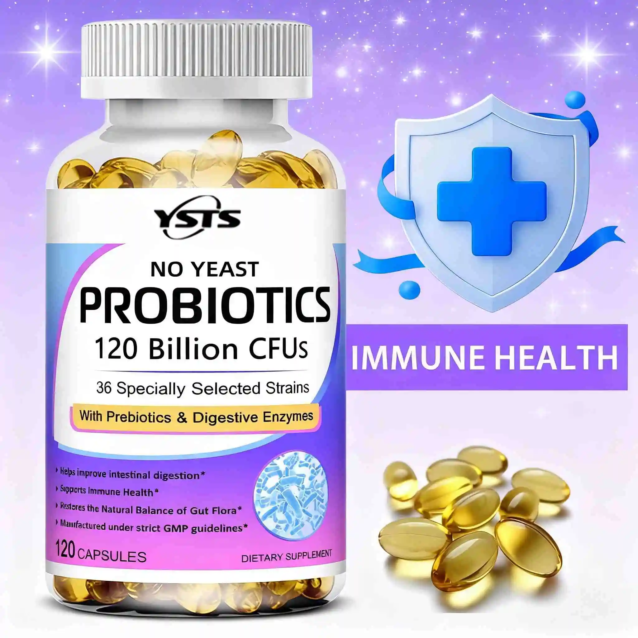 Digestive Enzyme Supplement - with Prebiotic & Probiotic ,120 Billion CFUs,Supports Healthy Gut Digestion,Promote Metabolism