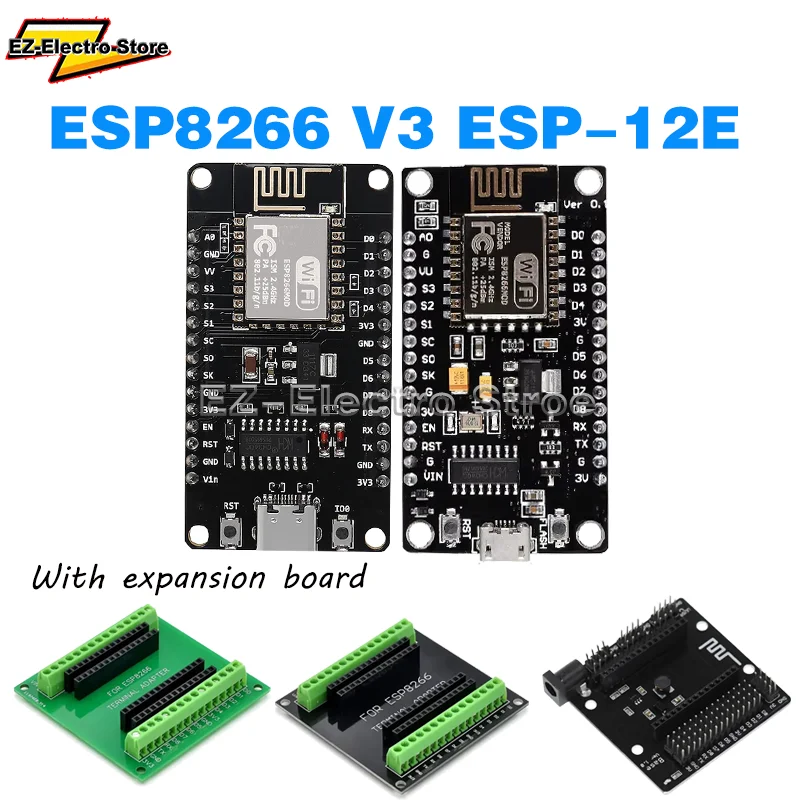 ESP8266 NodeMCU LUA CH340 ESP-12E WiFi Internet Development Board 4M Flash Serial Wireless Module for Arduino Type-c usb