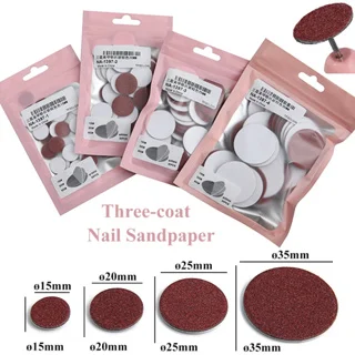 15/20/25/35mm Three-coat Nail Sandpaper 30pcs Pedicure Foot Care Tools Stainless Steel nail drill bit Disk disc Salon Calluse