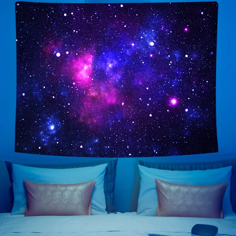 VIKAMA Tapisserie Murale Galaxie Fantastique Montagne Spatiale à Réaction Fluorescente, Décoration Murale Psychédélique pour Chambre, Salle d'Esports, Décoration Intérieure